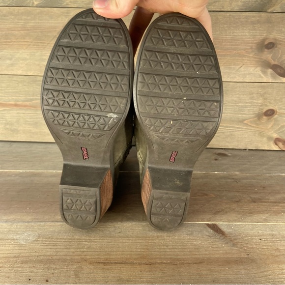 Teva foxy Womens size 8 shoes green leather waterproof side zip heel boots - Picture 7 of 8